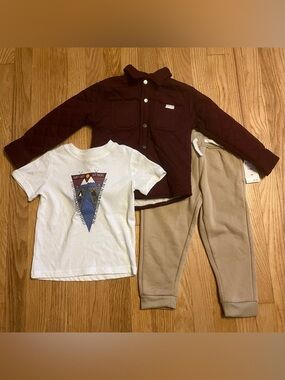 Weatherproof Little Boys Quilted Jacket, Graphic Tee & Joggers Set 3T